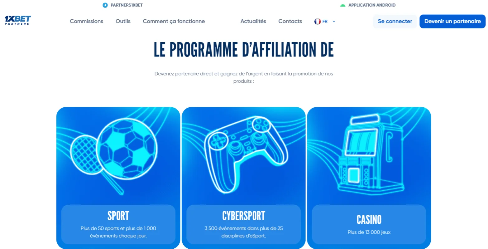 1xBet programme d'affiliation